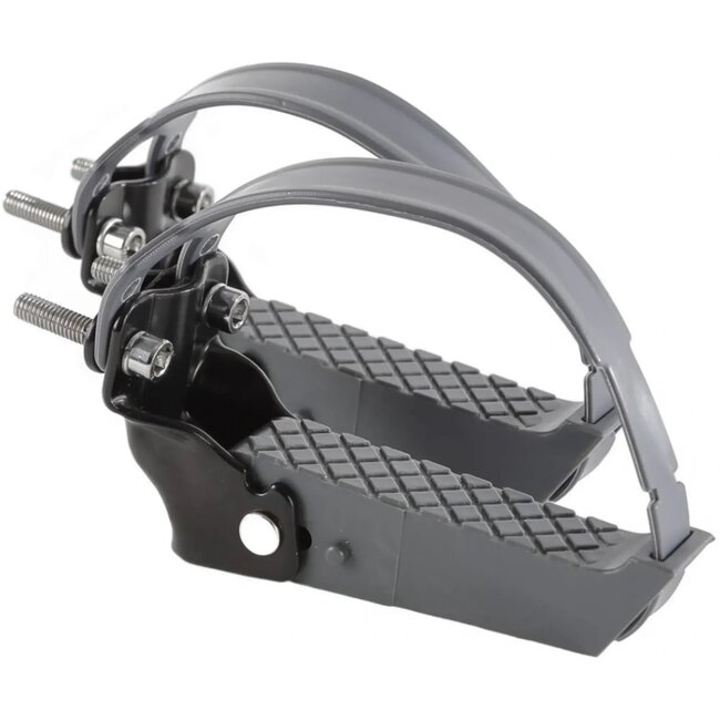 Mirage Opklapbare voetsteunen met antislip en rubber riem - grijs/zwart