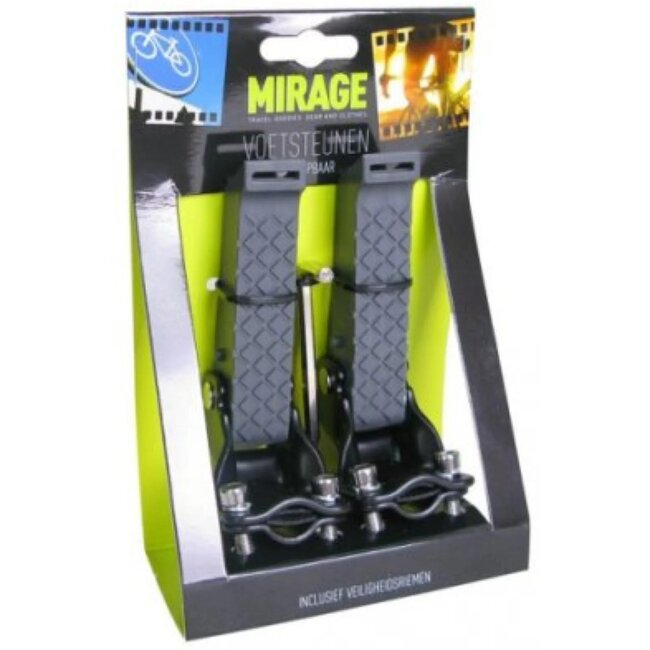 Mirage Opklapbare voetsteunen met antislip en rubber riem - grijs/zwart