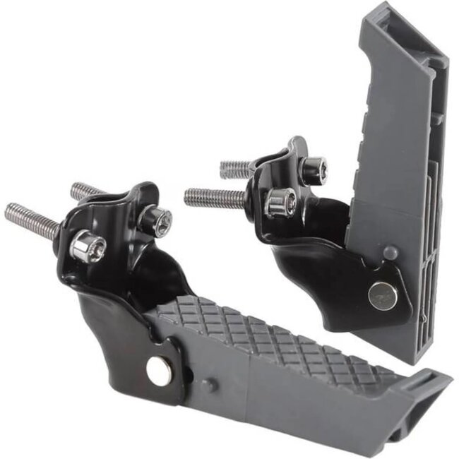 Mirage Opklapbare voetsteunen met antislip en rubber riem - grijs/zwart