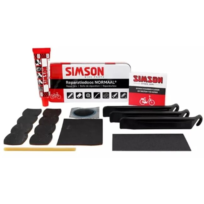 Simson Reparatiedoos fietsband - Compleet pakket voor 12 reparaties - Handig voor thuis en onderweg