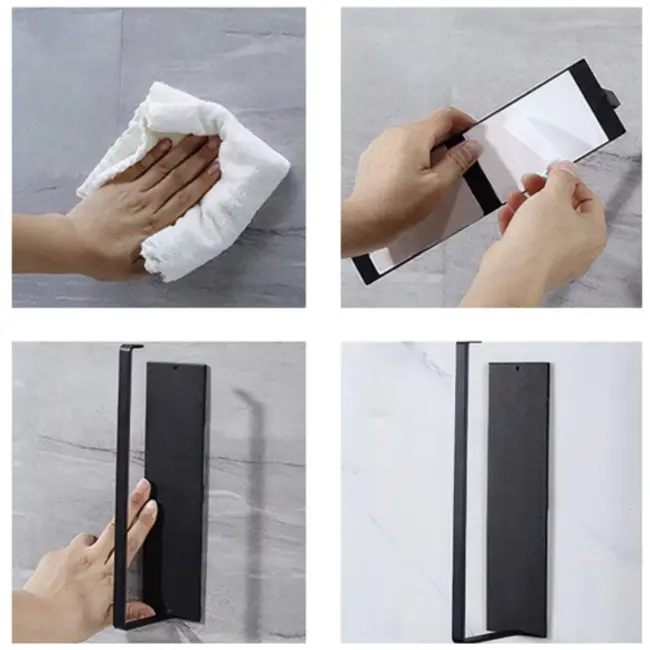 Ruhhy Zwarte Toiletrolhouder Loft-Stijl – Zonder Boren - Met Tape