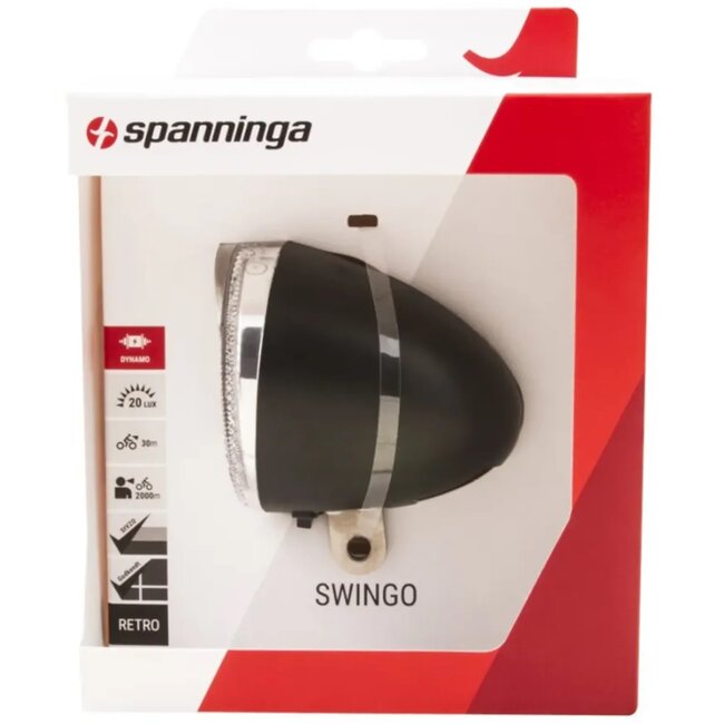 Spanninga Retro fietskoplamp - LED verlichting - Zwart - Waterbestendig - Inclusief batterijen