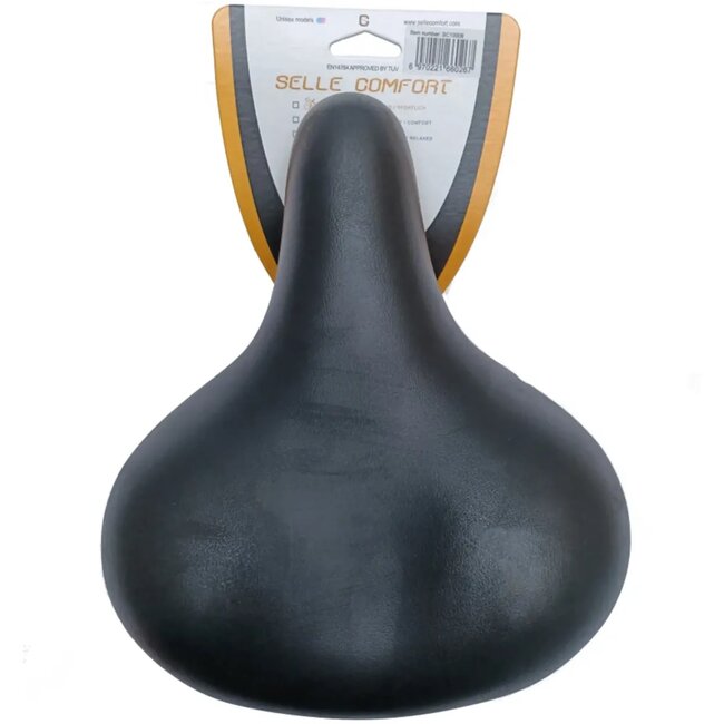 Selle Comfort Retro fietszadel - Medium - Zwart - Ergonomisch - Hangveren - Vacuum gesealed