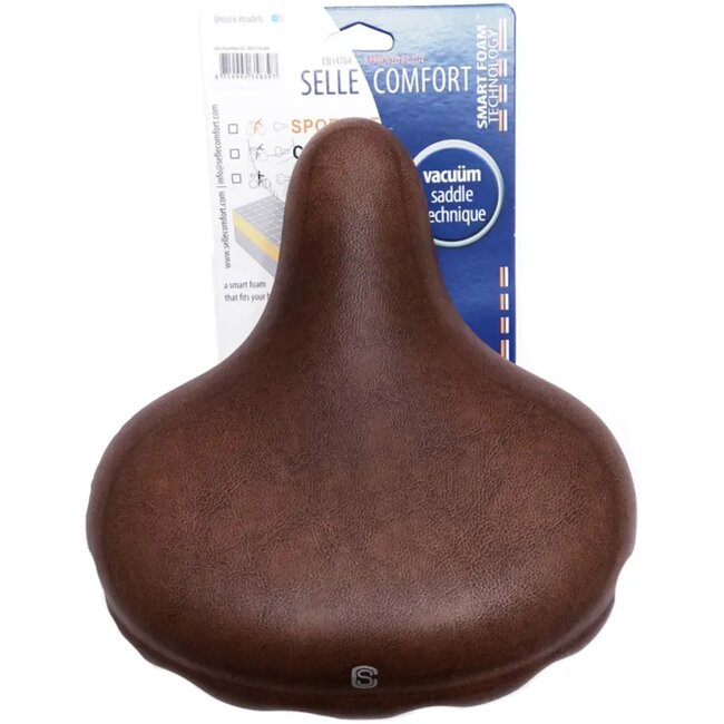 Selle Comfort Retro fietszadel - Smart foam - Ergonomisch - Bruin - XL