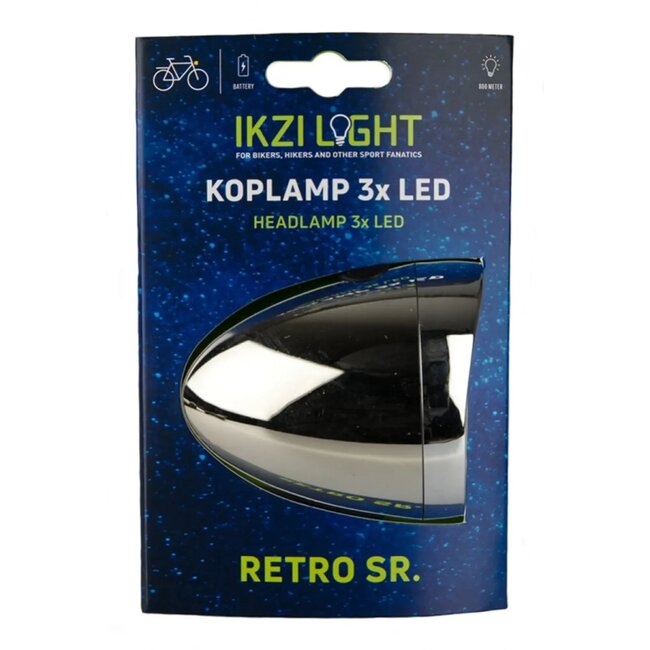 Ikzilight Retro koplamp - 3x LED - chroom - standlicht - waterdicht - zicht tot 800m