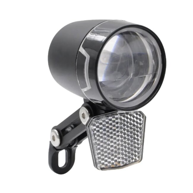 Falkx Ronde LED koplamp - 60 Lux - waterdicht - voor E-Bike 6V-48V - zwart aluminium