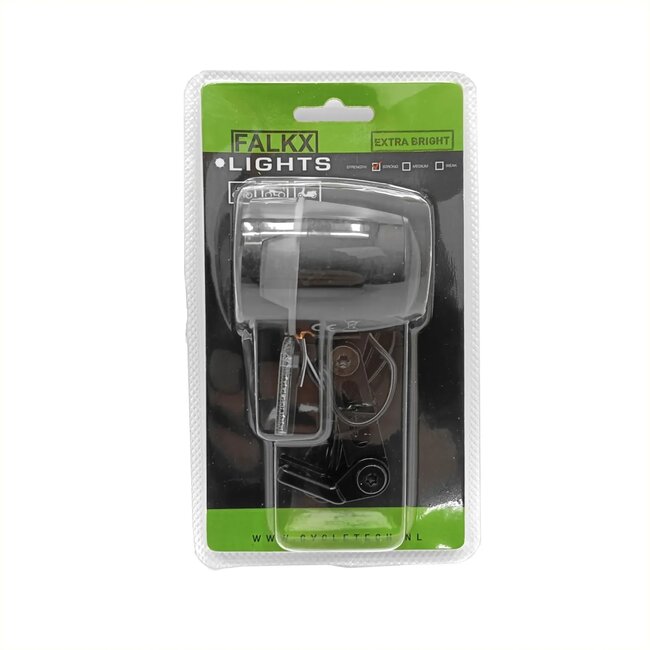 Falkx Ronde LED koplamp - 60 Lux - waterdicht - voor E-Bike 6V-48V - zwart aluminium
