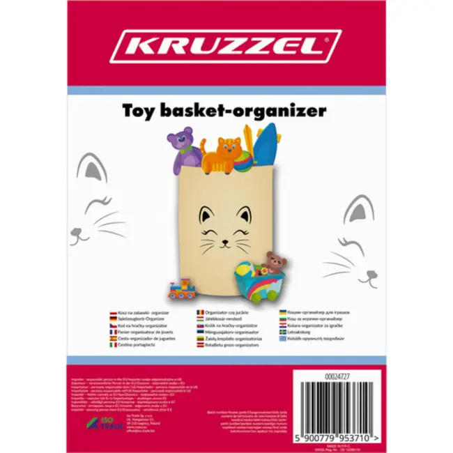 Kruzzel XL Opbergmand met Deksel – 35L - Speelgoed- of Wasmand