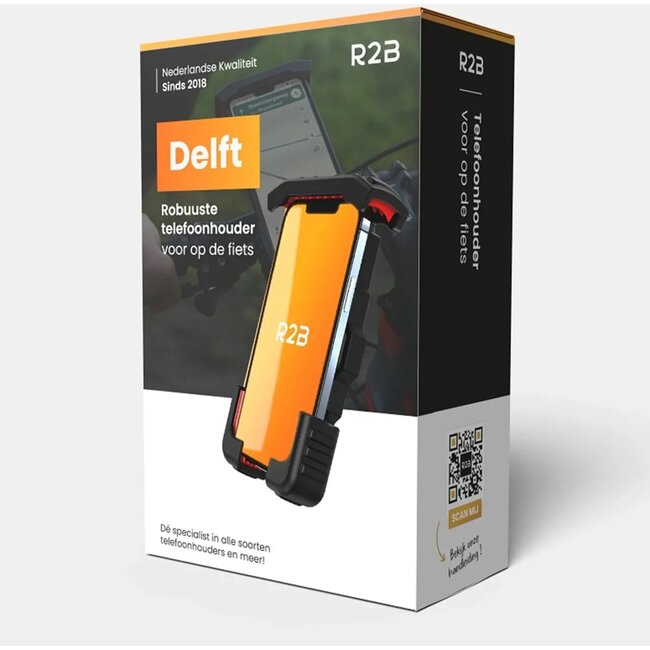 R2B Telefoonhouder - Heavy Duty - Zwart - Geschikt voor fietsen - Max. 18x10x1.5 cm