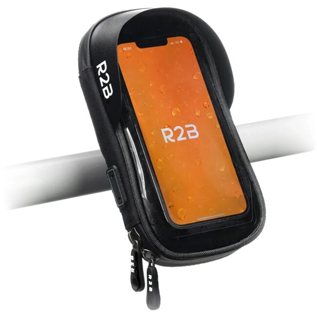 R2B Telefoonhouder - waterdicht - voor fietsen en scooters - zwart - 17x9x3 cm