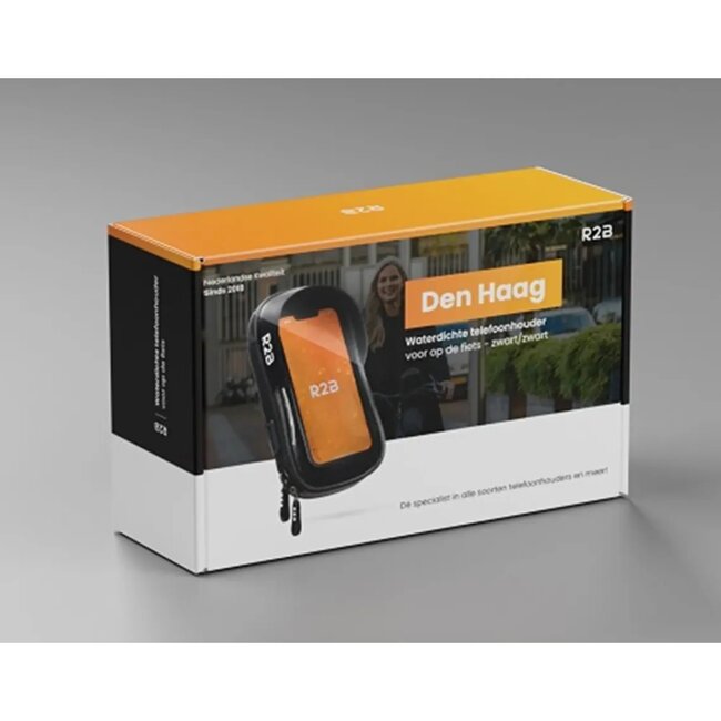 R2B Telefoonhouder - waterdicht - voor fietsen en scooters - zwart - 17x9x3 cm