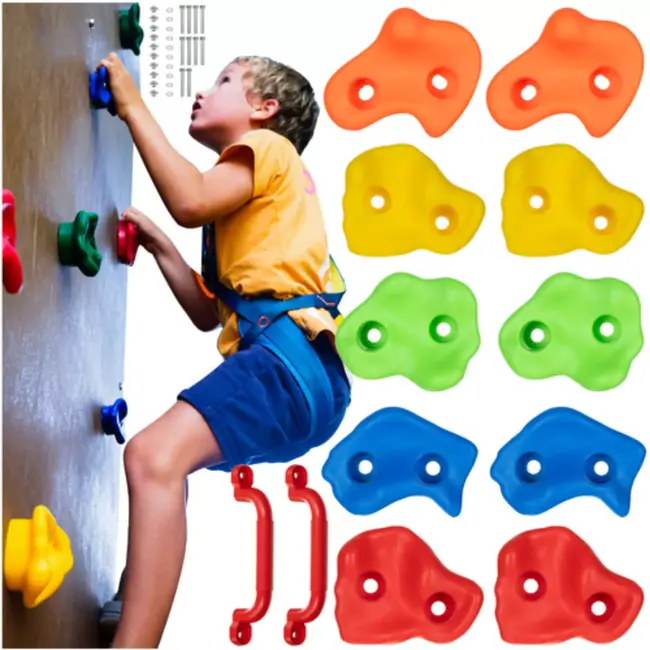 Kruzzel Klimstenen set voor Kinderen – 10 Grepen + 2 Handvatten