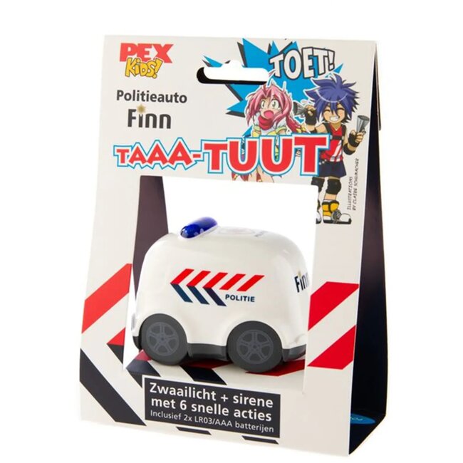 Pexkids Toeter Politieauto - Speelgoed met Sirene en Licht - 6 Geluidsprogramma's - Wit - Kunststof
