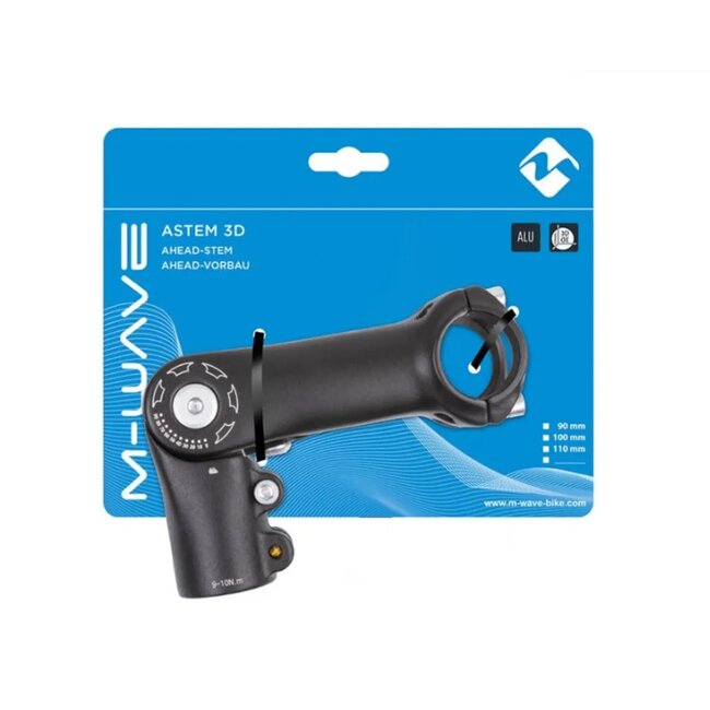 M-Wave Verstelbare stuurpen - 0-90° hoek - 110 mm lengte - Ø 31,8 mm klem - Zwart