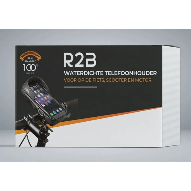 R2B Waterdichte telefoonhouder fiets - zwart - voor schermen tot 19x9x4 cm