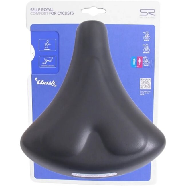 Selle Royal Zadel met retro design en gelvulling - 247x219 mm - Zwart