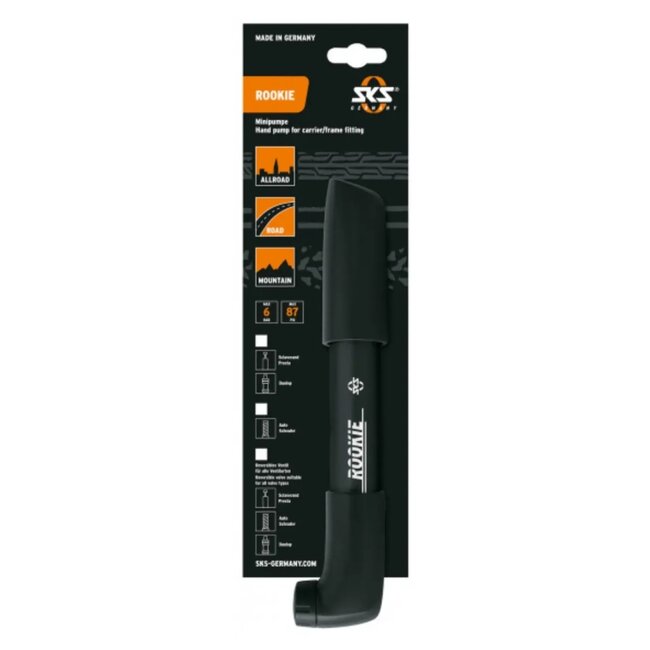 SKS Compacte fietspomp - Duokop - Geschikt voor alle ventielen - 265-280 mm - Zwart