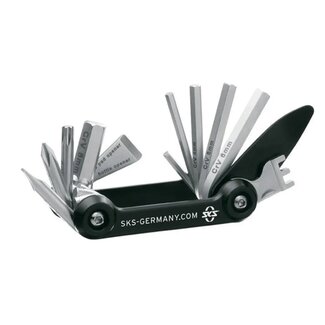 SKS Compacte multitool - 14 functies - roestvrij staal - met neopreen etui - 79x39x20mm - 129g