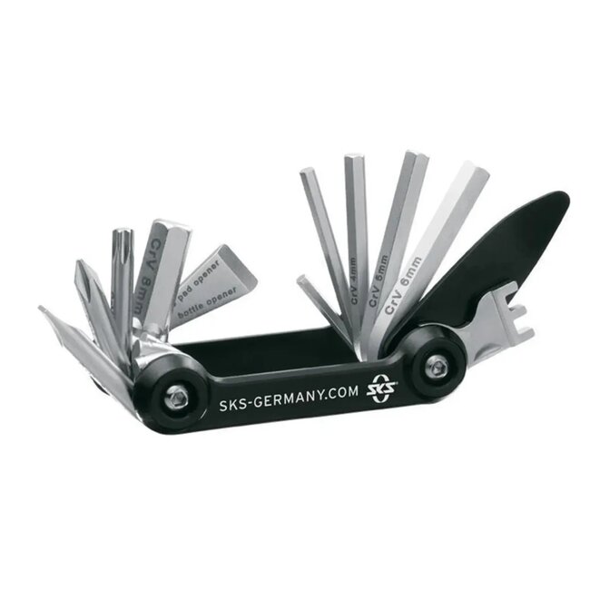 SKS Compacte multitool - 14 functies - roestvrij staal - met neopreen etui - 79x39x20mm - 129g