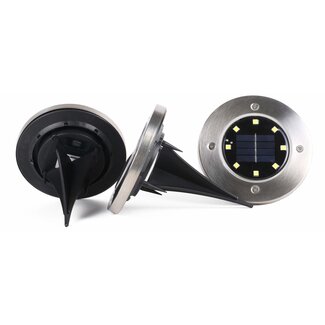 Benson Solar grondspots - modern design - spatwaterdicht - Ø12 cm - 3 stuks Benson Solar grondspots - modern design - spatwaterdicht - Ø12 cm - 3 stuks