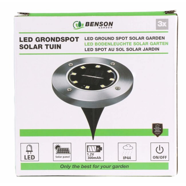 Benson Solar grondspots - modern design - spatwaterdicht - Ø12 cm - 3 stuks