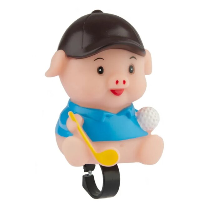 Pexkids Fietstoeter voor kinderen - Varken design - Blauw - Geschikt voor standaard sturen - Herrie serie