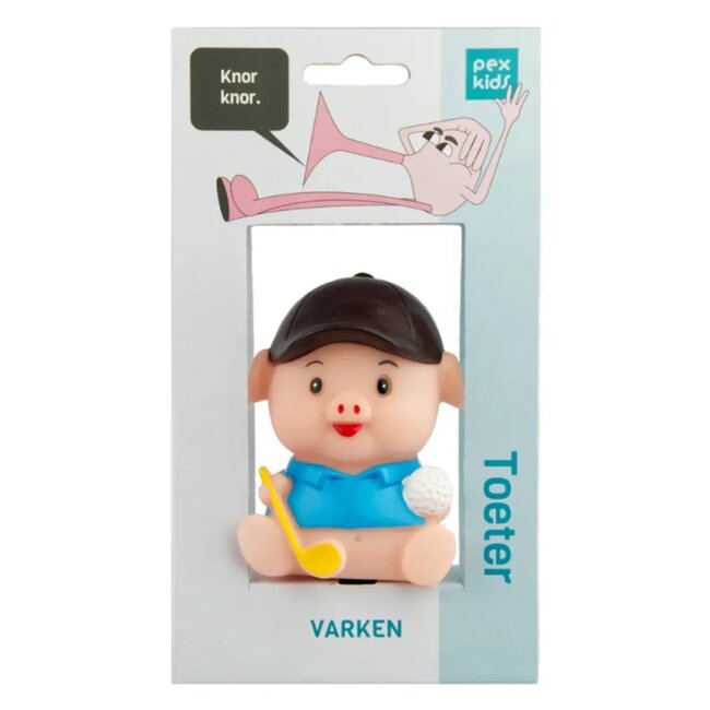 Pexkids Fietstoeter voor kinderen - Varken design - Blauw - Geschikt voor standaard sturen - Herrie serie