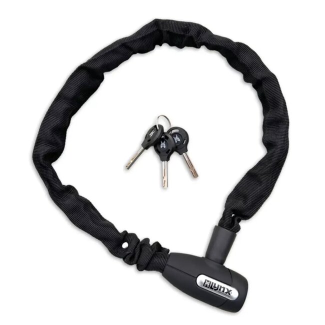 Lynx Kettingslot met auto-click systeem - gehard staal - 85 cm - zwart - inclusief 3 sleutels