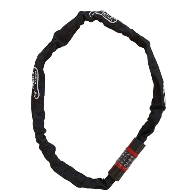 Falkx Kettingslot met cijfercode - 6 mm schakels - 1200 mm lengte - Zwarte nylon hoes - Instelbare code
