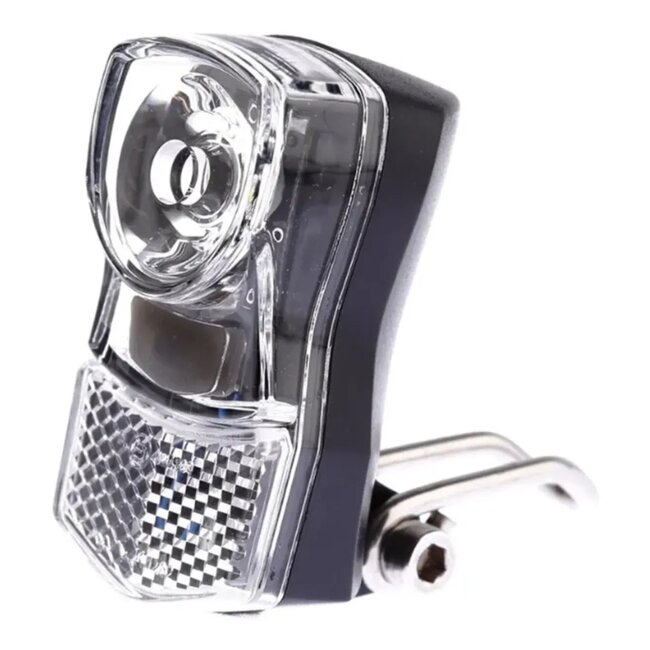 Ikzilight Koplamp - Compact LED - Chroom - Met Bracket - Inclusief Batterijen