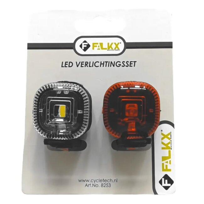 Falkx LED fietsverlichting set - siliconen - zwart - 100 lumen - 22.2-31.8 mm - incl. batterijen