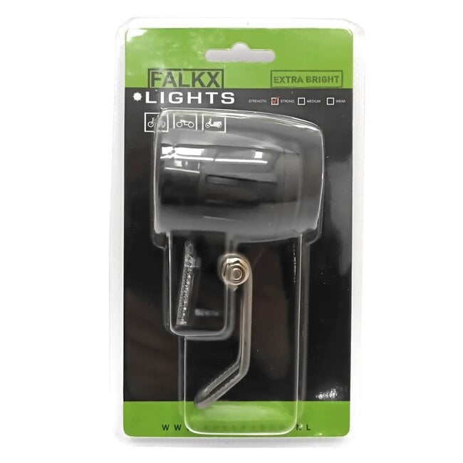 Falkx LED koplamp voor e-bike - 20 Lux - waterdicht - aluminium - zwart