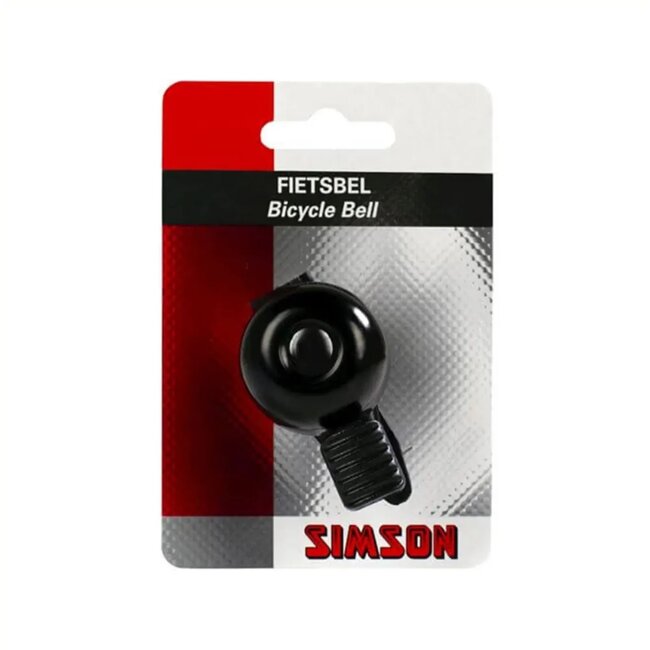 Simson Mini fietsbel - 32mm - Flexibele bevestiging - Zwart - Sportief design