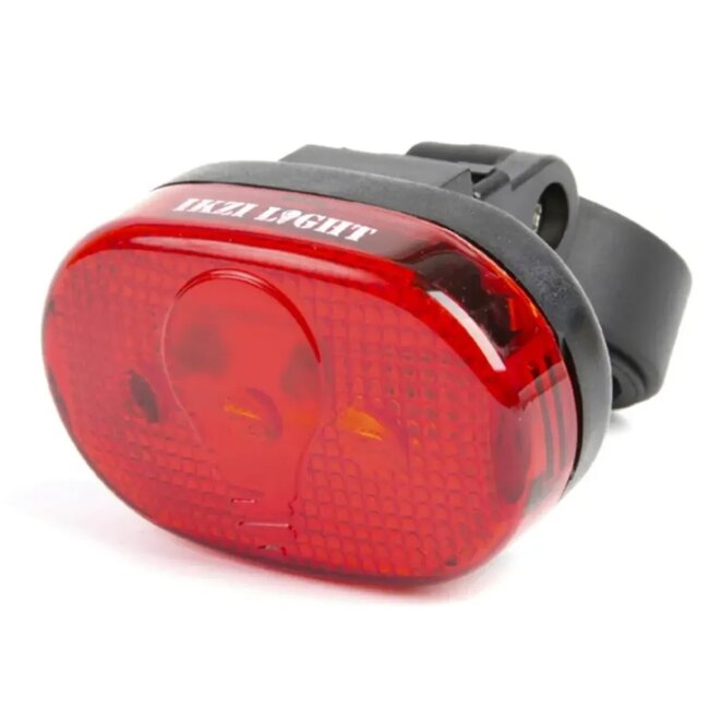 Ikzilight Ovaal achterlicht fiets - 3xLED - rood - batterij - inclusief zadelpenmontage