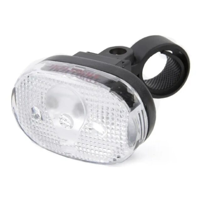 Ikzilight Ovale fietskoplamp - 3 LED's - Wit - Batterijvoeding - Inclusief montagebeugel