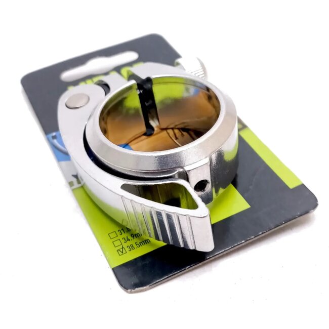 Mirage Zadelpenklem met snelspanner - 38.5mm - zilver - met flens - voor diverse fietsen