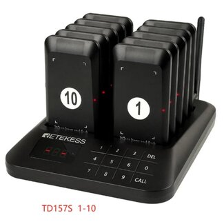 Retekess Horeca oproepsysteem - draadloos wachtrijbeheer - bereik 400 m - 10 schijfvormige wachtpiepers - restaurants en cafes