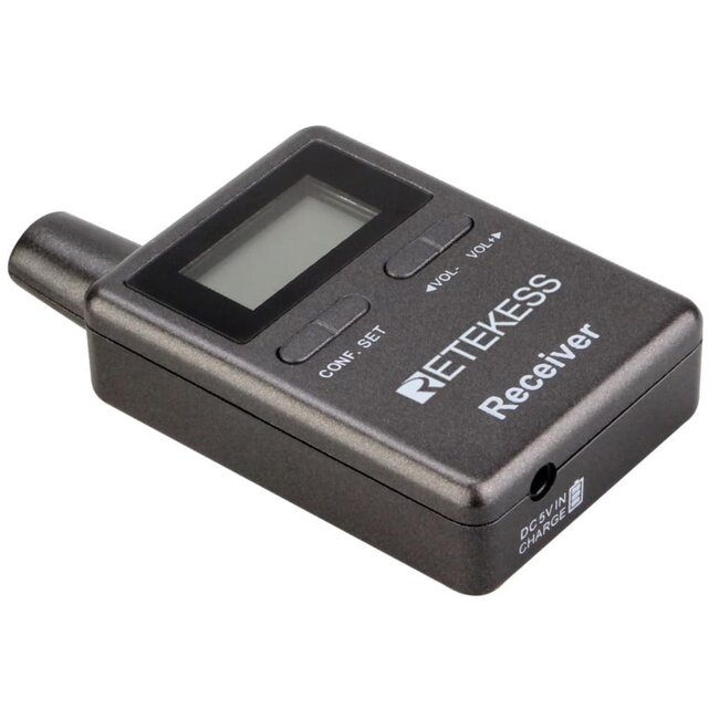 Retekess rondleidingsontvanger - kunststof - 2,4 GHz, 50 kanalen, 12 uur werktijd - 8,6 x 5,0 x 1,9 cm - zwart - rondleidingen