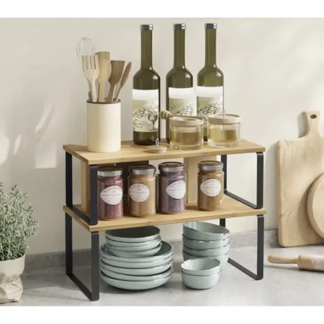 Ruhhy Bamboe Keukenrek – Set van 2 – Stapelbaar en Duurzaam