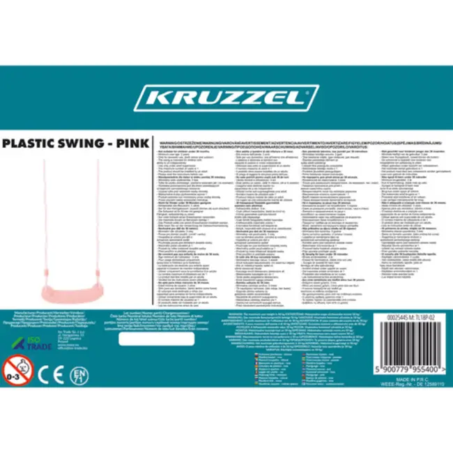 Kruzzel Roze Kunststof Schommel – Licht, veilig en ideaal voor Buiten