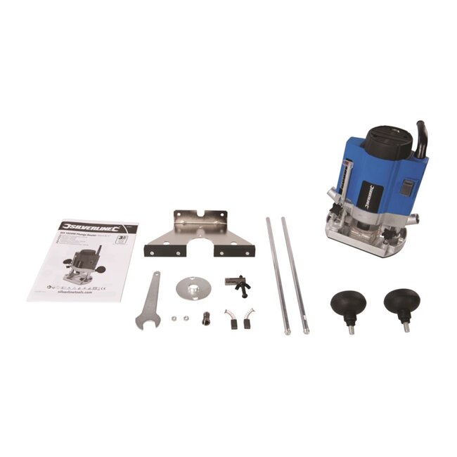 Silverline bovenfrees 1020 W met variabele snelheid en 40 mm invaldiepte - 1/4" en 8 mm spantang - geleider voor houtbewerking