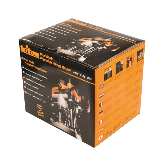 Triton Bovenfrees - metaal en kunststof - 1400 W, inval- en vaste modus - spantangen 6/8/12 mm - oranje - freestafel