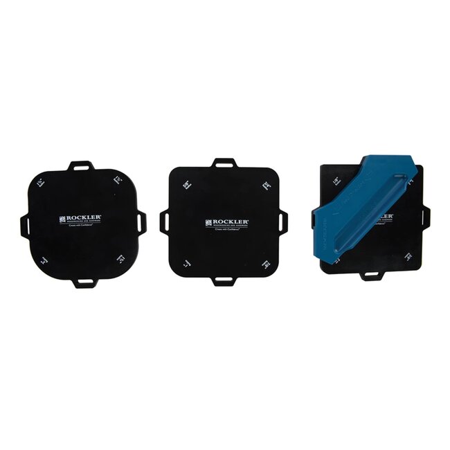 Rockler Freesjablonenset - kunststof/ABS - hoeken afronden en markeren - 3–51 mm - zwart - 4 stuks - houtbewerking