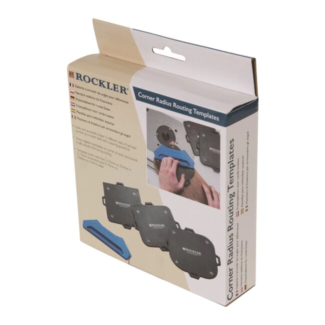 Rockler Freesjablonenset - kunststof/ABS - hoeken afronden en markeren - 3–51 mm - zwart - 4 stuks - houtbewerking