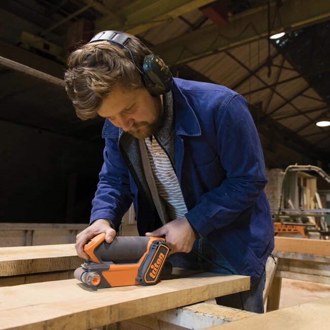 Triton Bandschuurmachine - metaal en kunststof - 450 W compact voor rand- en precisieschuren - 64 x 406 mm - grijs - randen