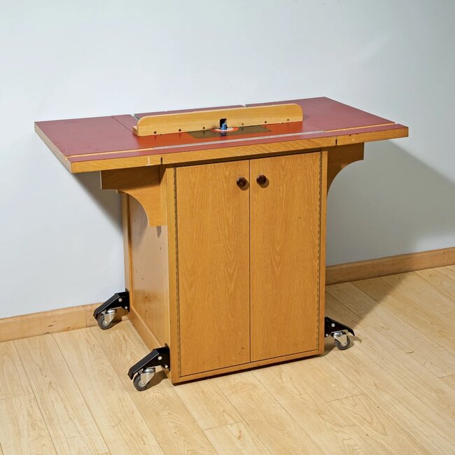 Rockler Werkbankwielenset - staal en polyurethaan - voetbediend hefsysteem - 180 kg draagvermogen - 4 stuks - voor werkbanken