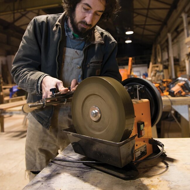 Triton Natte tafelslijpmachine - 25 cm korrel 220 - leren polijstwiel - slijpen en polijsten - voor messen en beitels