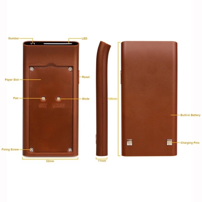 Retekess gastenoproepsysteem ontvanger onderzettermodel - slagvast kunststof - LED-scherm en trilfunctie - bruin - horeca