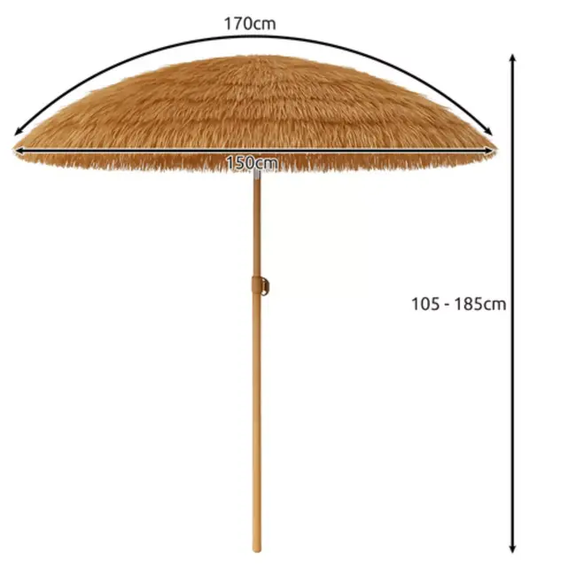 Gardlov Strandparasol Hawaï-Stijl – Tuinparasol – Tropisch Design – Verstelbaar - Ø 150 cm