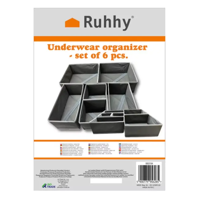 Ruhhy Organizer Set van 6 – Voor Ondergoed – Lade Indeling – Sokken, BH’s en Meer